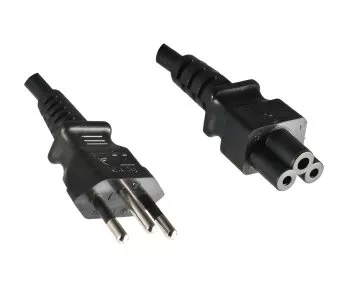 Netzkabel Brasilien Typ N auf C5, 0,75mm², INMETRO, schwarz, Länge 1,80m